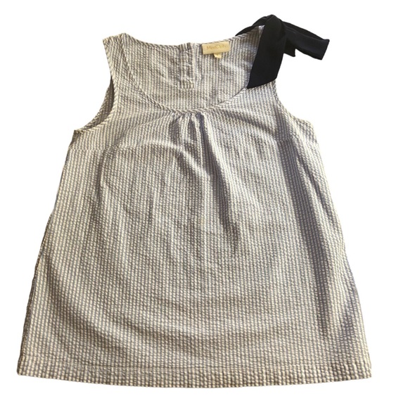 Women's Modcloth Blue/White Pin Stripe Seer Sucker Tank Top With Bow. Size Small - Picture 15 of 16